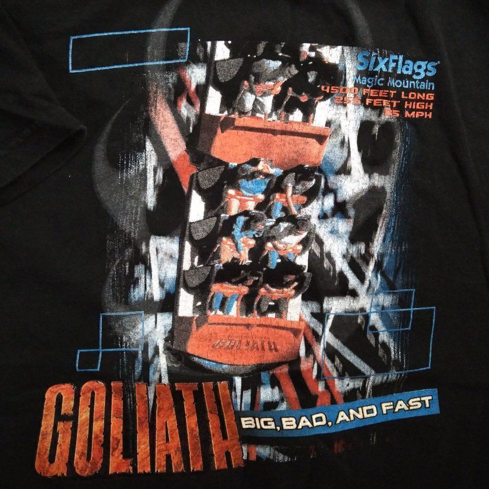 Vintage Six Flags Goliath Rollercoaster T-Shirt - Picture 9 of 9